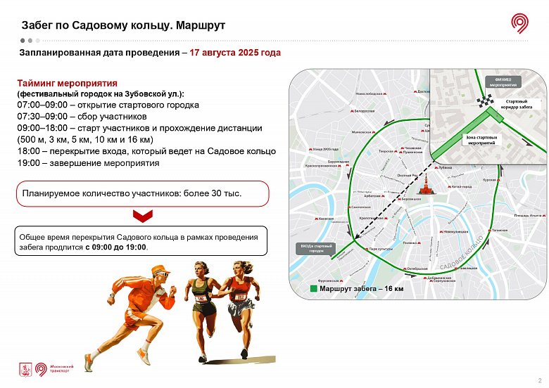 В Москве пройдет масштабное спортивное мероприятие - забег по Садовому кольцу